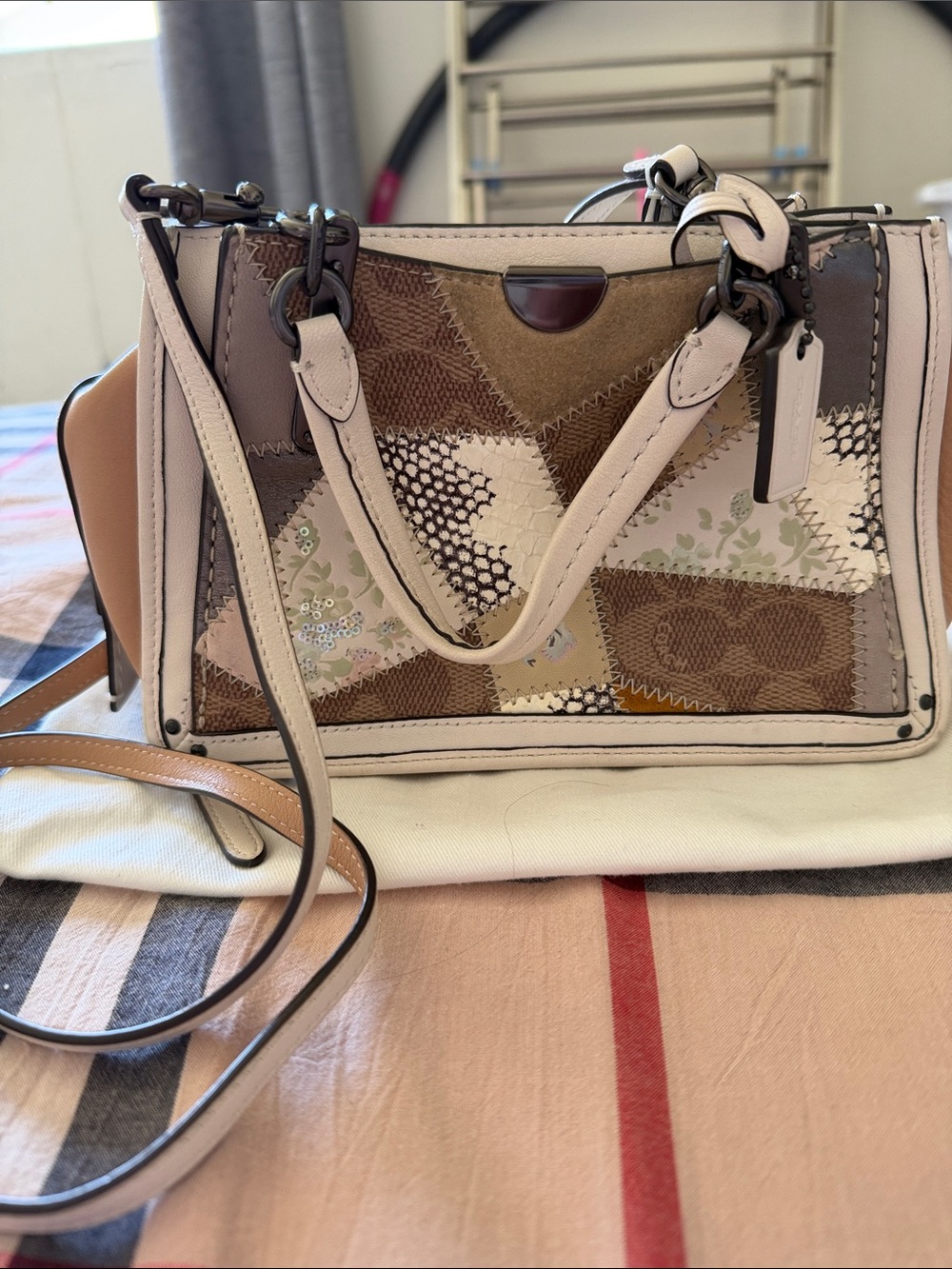 Coach Patchwork Satchel in Beige, Brown and Tan